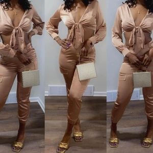 Satin 2 piece pants set!!